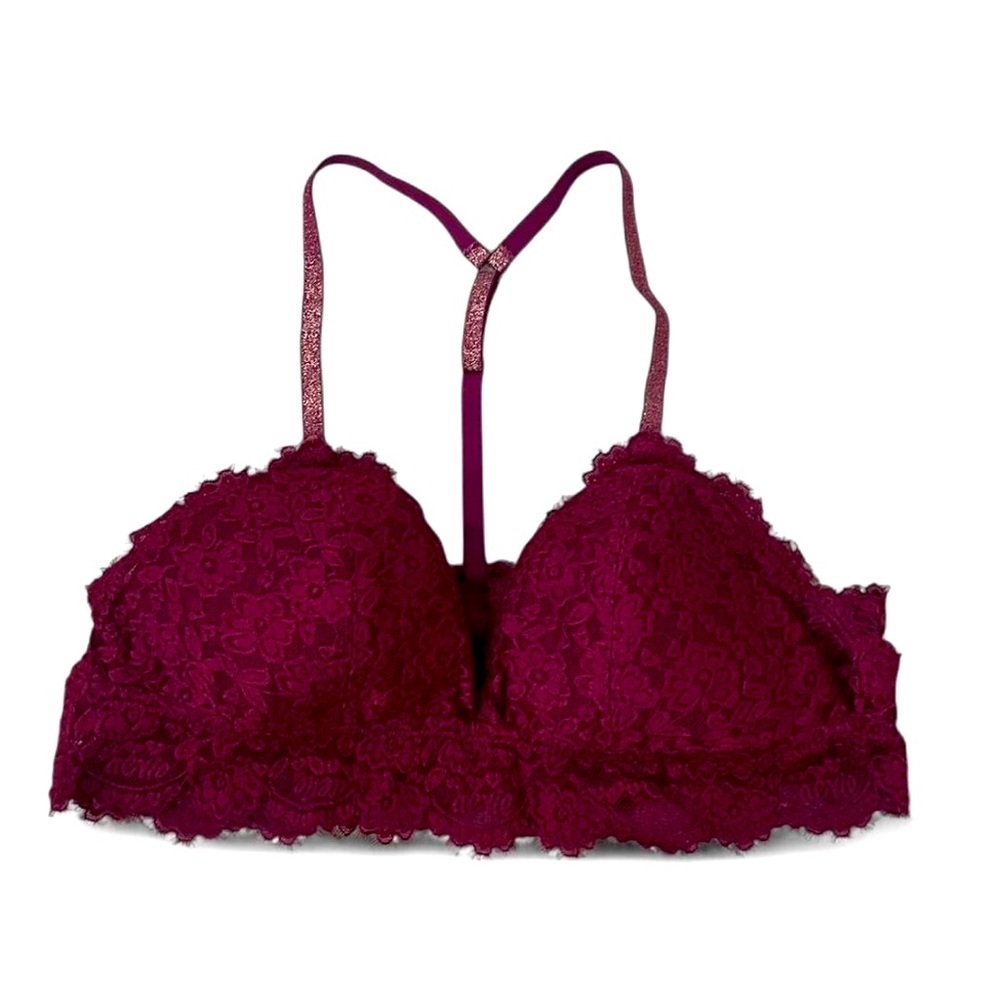 Aerie Elegant Lace Bralette in Rich Burgundy